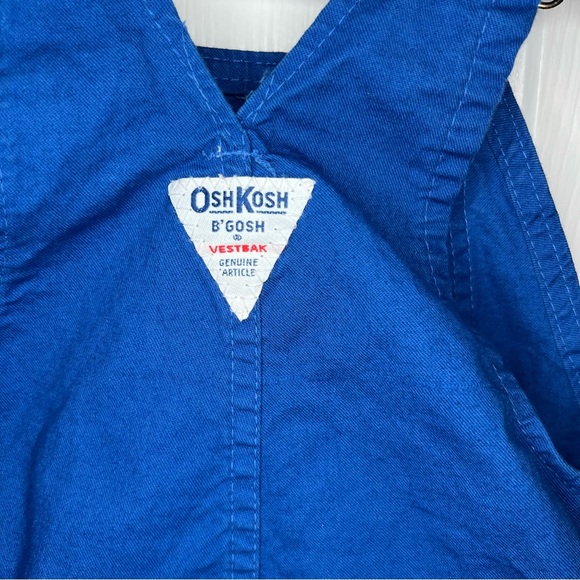 Vtg 90s Oshkosh B'Gosh Unisex Sz 5 Royal Blue Shortall Short Overalls Vestback - Picture 4 of 7